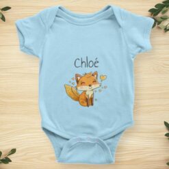 body bébé personnalisé avec prénom fille bleu